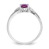 10k White Gold Polished Genuine Rhodolite Garnet Birthstone Ring